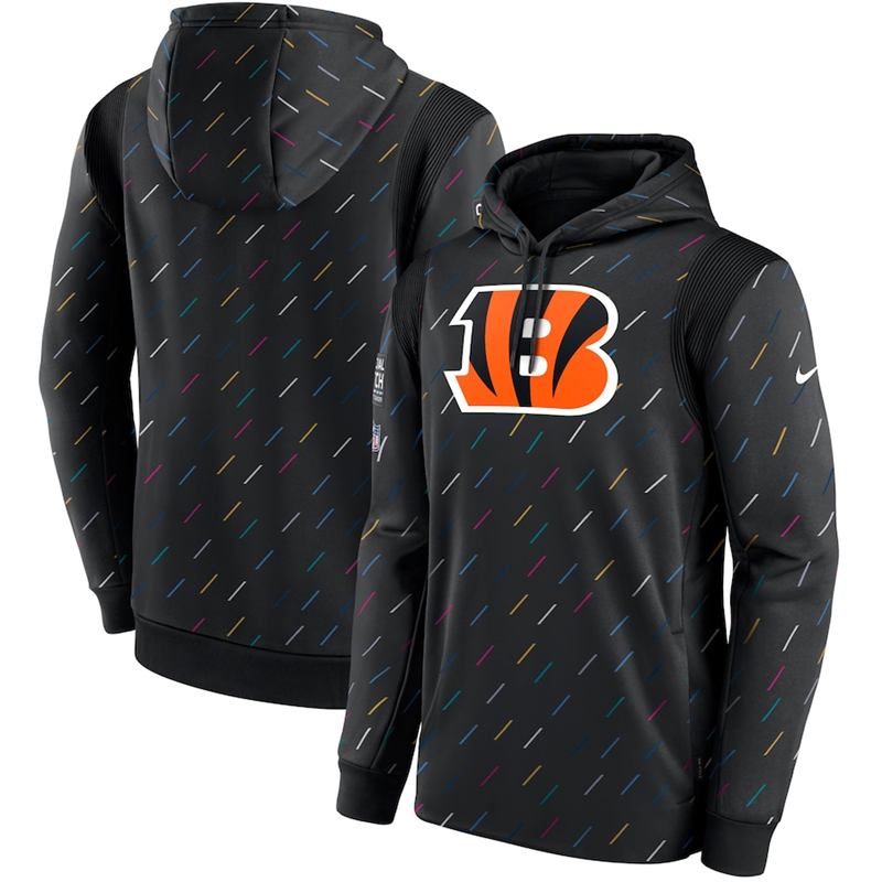 Men's Cincinnati Bengals 2021 Charcoal Crucial Catch Therma Pullover Hoodie